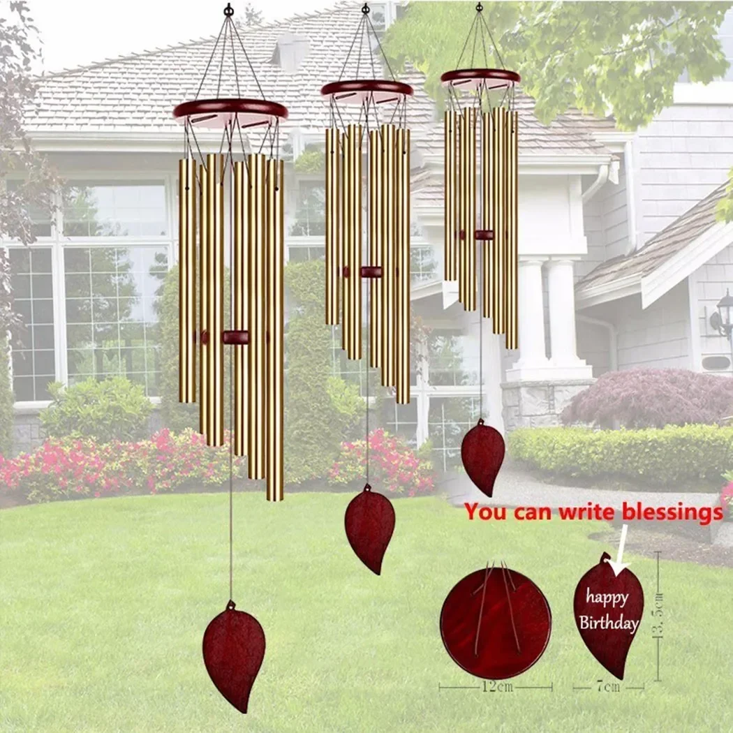 6 Tubes Lucky Wind Chime With Hook 2024 New Gold/silver Bells For Outside Home Wedding Party Memorial Decoration Gifts Home Deco