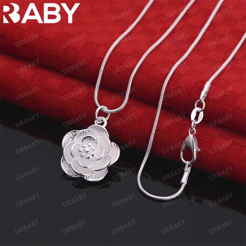 

URBABY 40-75cm 925 Sterling Silver Flower Pendant Necklace Anniversary Gift Popular Wild Fashion Romantic Jewelry