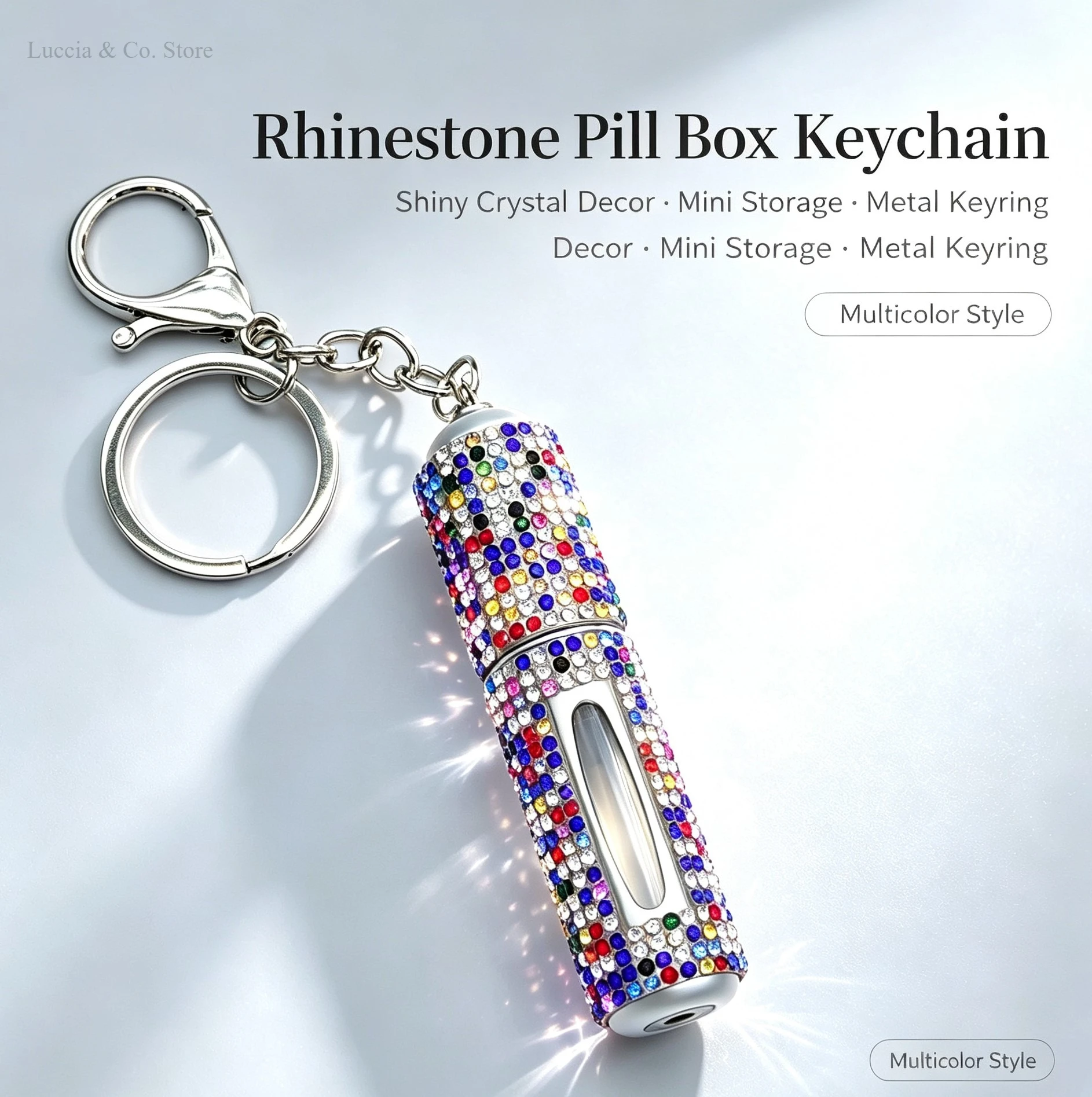 10ml Rhinestone Portable Keychain Keyring Key Chain Pendant Refillable Perfume Spray Bottle Wholesale