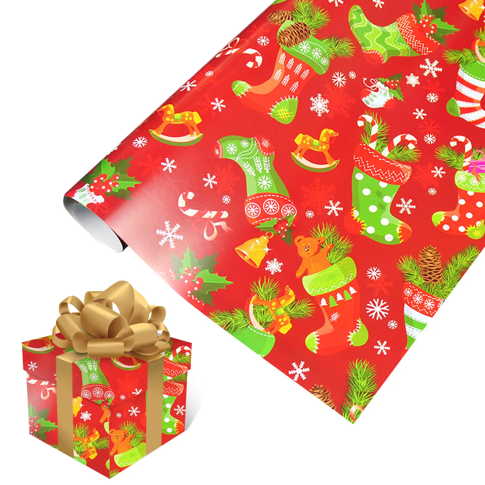 1PCs ( 75cmX51cm, 4.11 Square Feet)Single-sided Christmas Wrapping Paper, Classic Foil Christmas Wrap Penguin Wrapping Paper