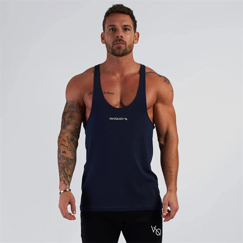 Summer new cotton fitness sportswear men\'s vest casual halter I line vest running exercise gym fitness men\'s wear