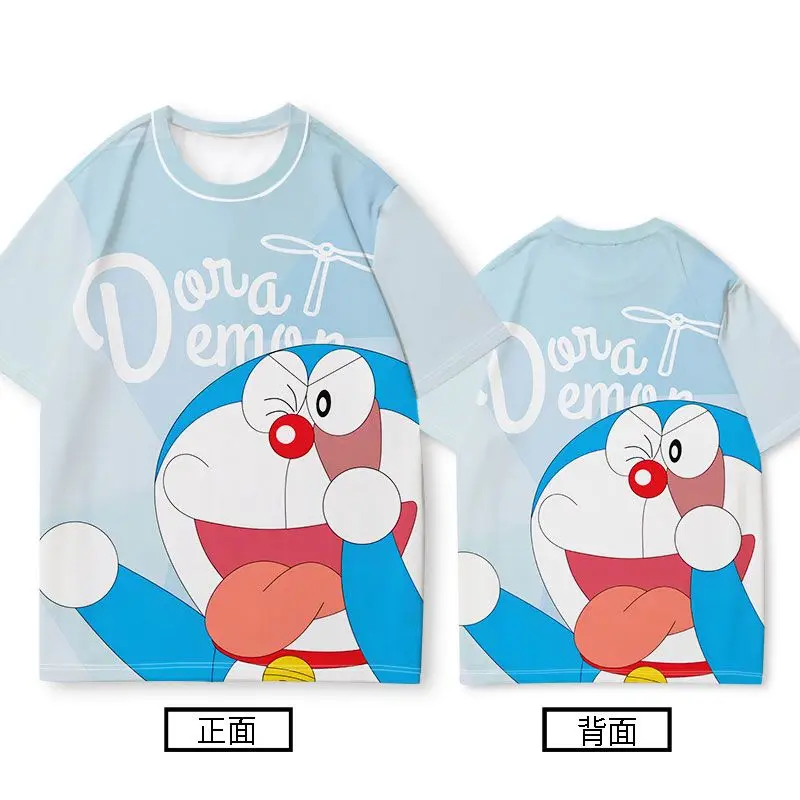 Camiseta Doraemon Nobita de Manga Corta para Niña, Transpirable, de Secado Rápido, Versátil, Diseño Coreano, Colaboración con Doraemon