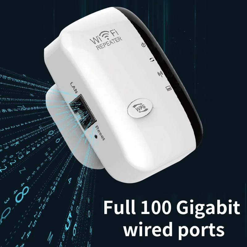 Repetidor inalámbrico amplificador de señal WiFi enrutador doméstico UE EE. UU. 300M penetración de pared larga distancia Compatible con múltiples dispositivos