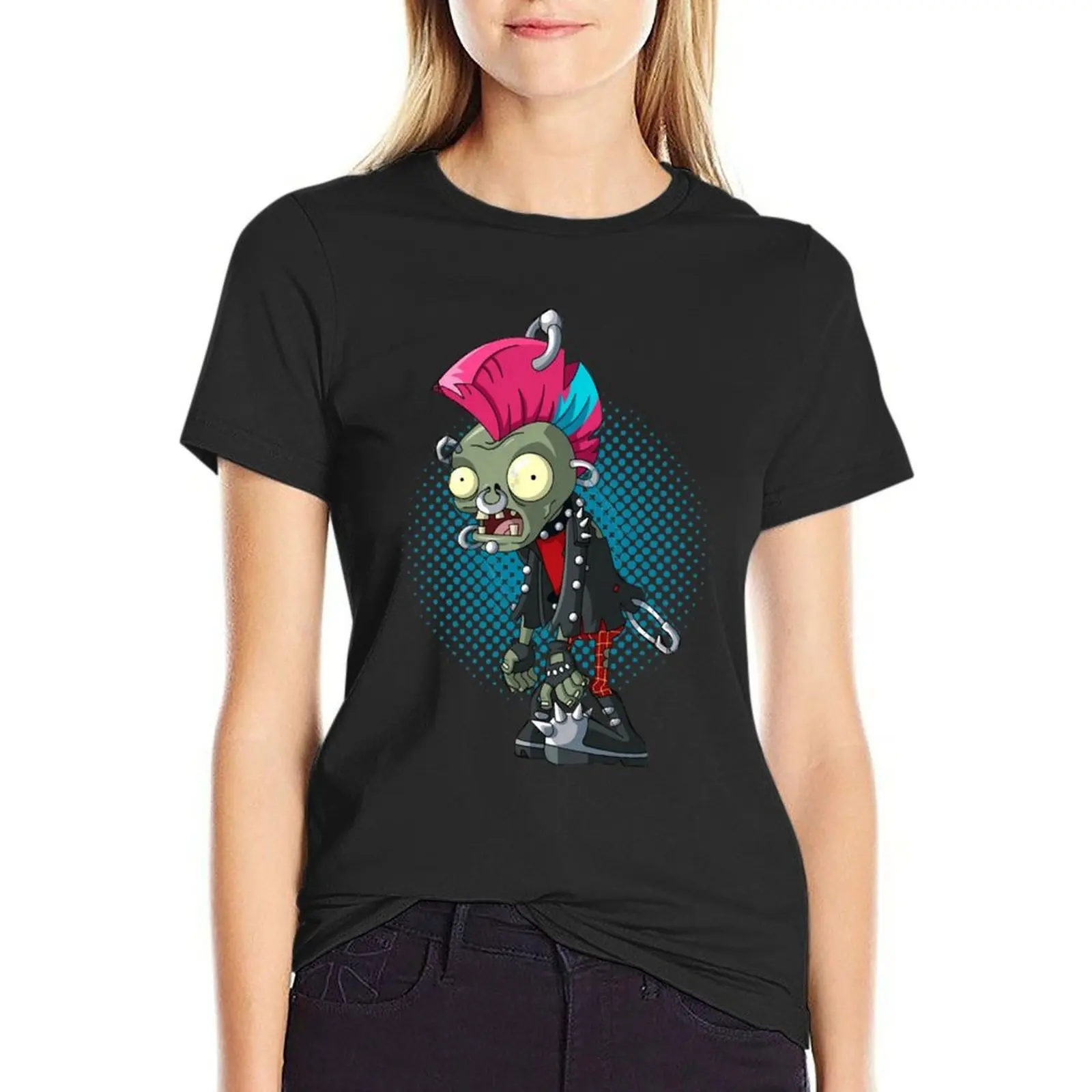 Punk Zombie T-Shirt customs funny Women's clothing