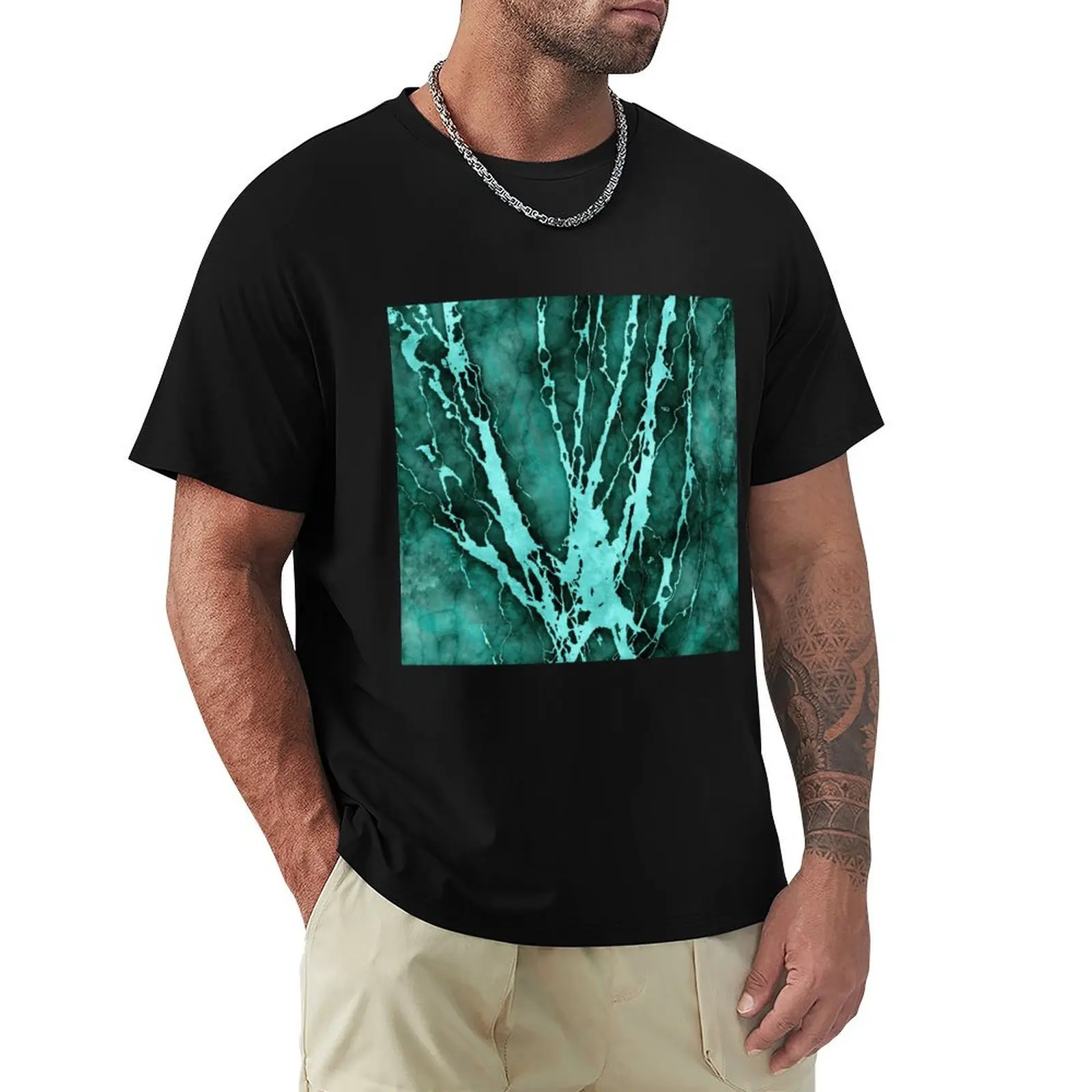 MARBLED QUETZAL GREEN T-Shirt basketball graphic tees anime t shirts Men's cotton t-shirt