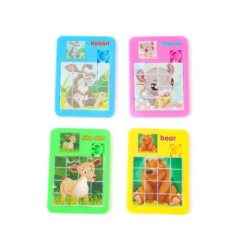 10-50 Pcs 7CM Cartoon Animal Puzzle Sliding Puzzle Kids Birthday Party Favors School Kindergarten Prize Guest Goodie Bag Fillers