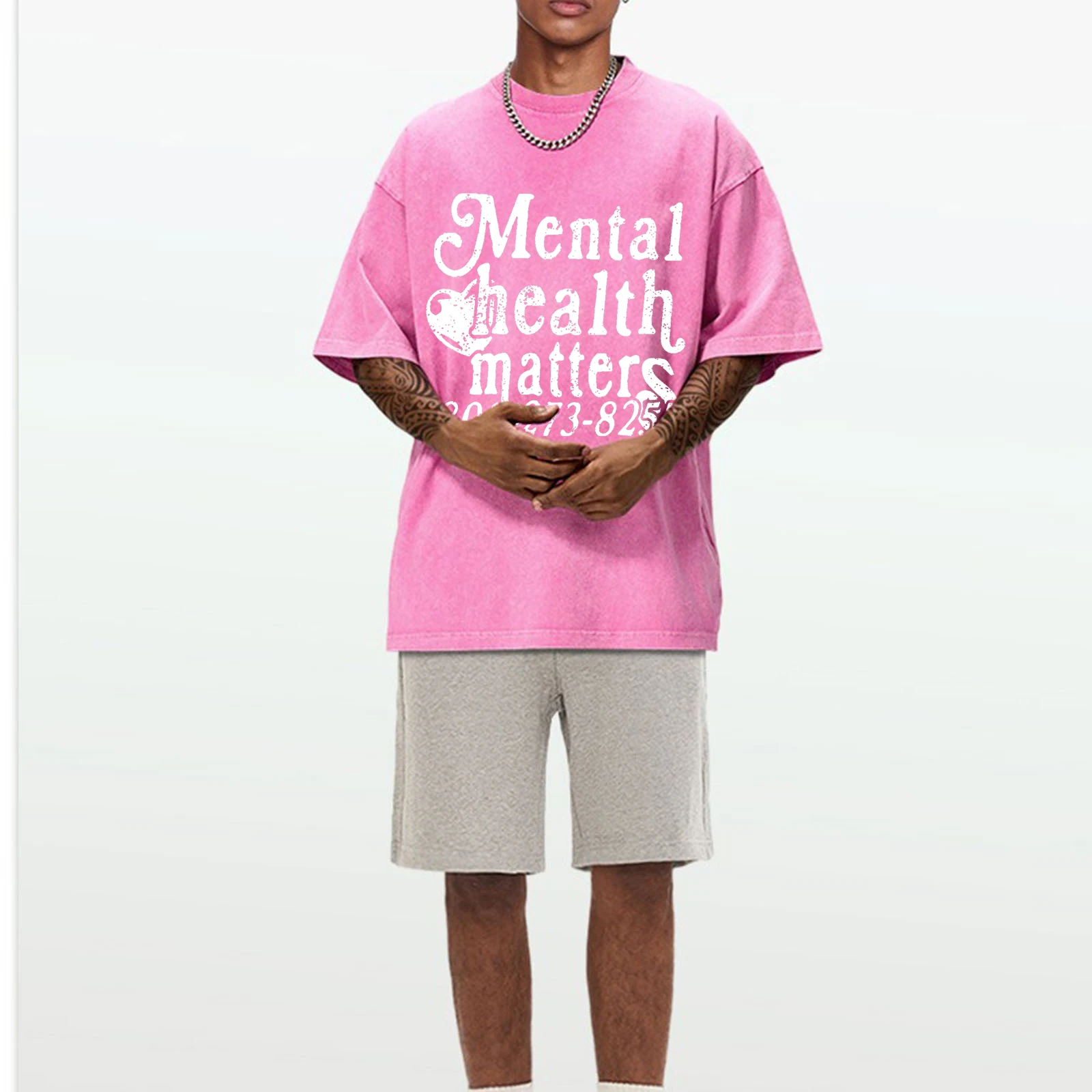 Mental Health Matters Oversized T Shirt Streetwear Graphic Tees Casual Vintage with Designs Washed Y2k Summer Tops