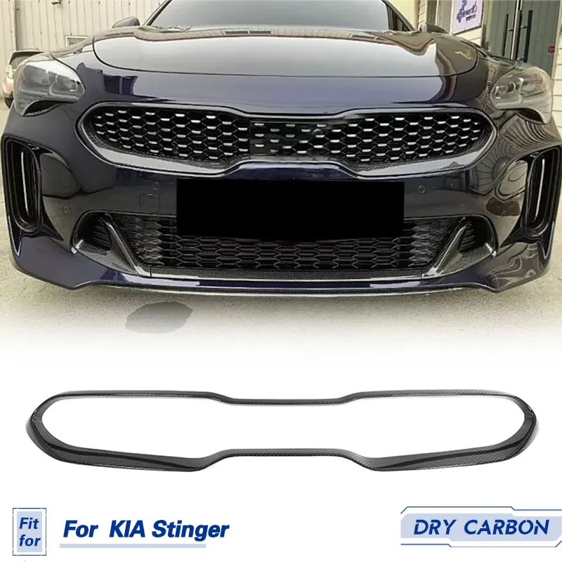 Car Front Bumper Kindly Grille Frame Dry Carbon for KIA Stinger GT EX Hatchback 4-Door 2018-2023 Racing Front Grill Body Kit