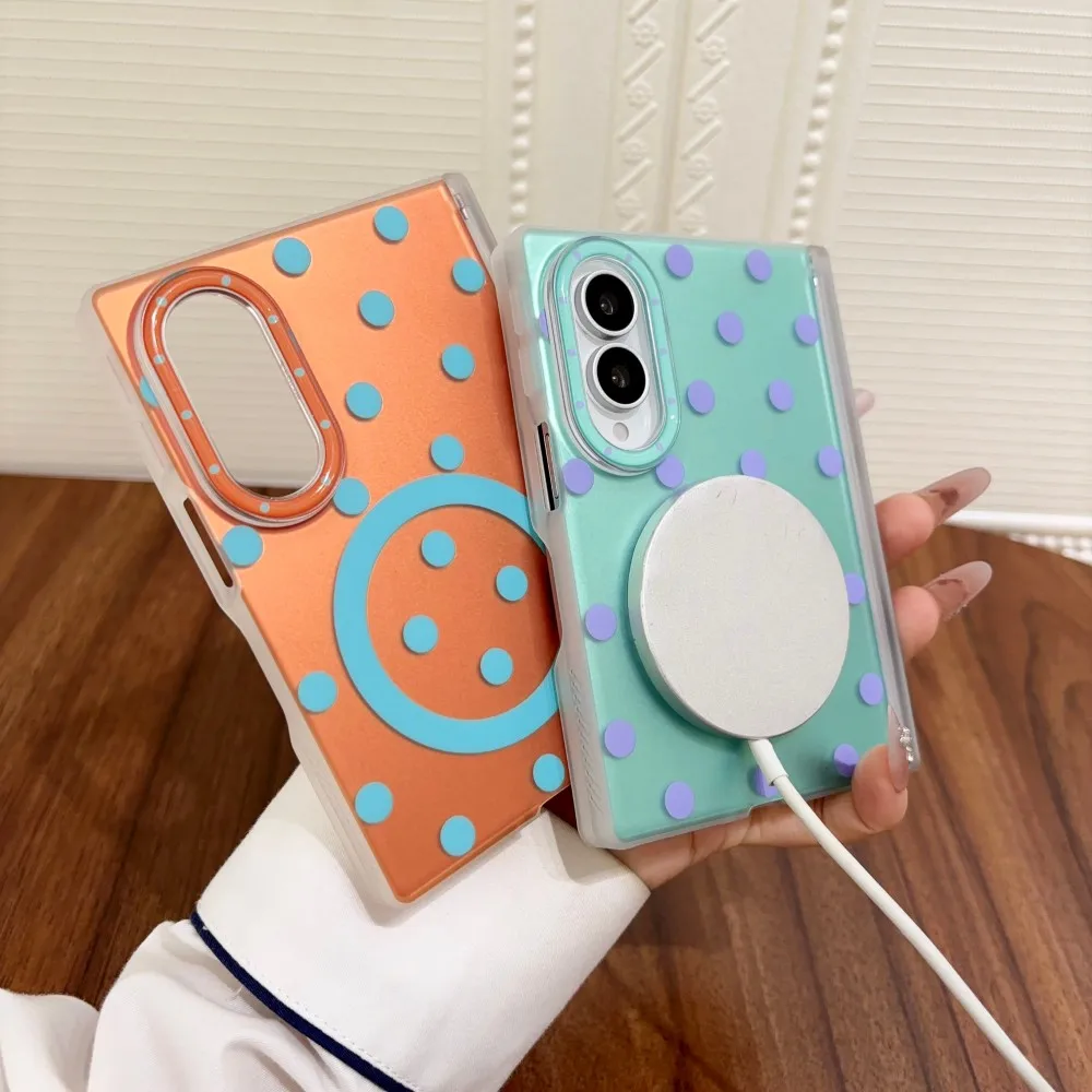For Samsung Galaxy Z Fold 8 Wide 8 Ultra Protection Phone Case Magsafe Shockproof PC Shell Magnetic Circular Dots Back Cover
