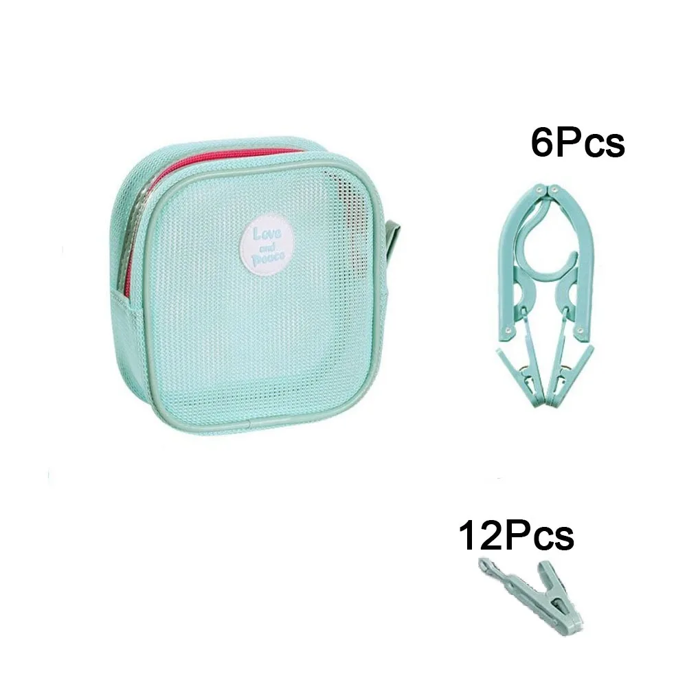 عدم الانزلاق شماعات ملابس قابلة للطي 6 الشماعات 12 مقاطع تجفيف الملابس الرف توفير المساحة مع حقيبة التخزين شماعات ملابس قابلة للطي