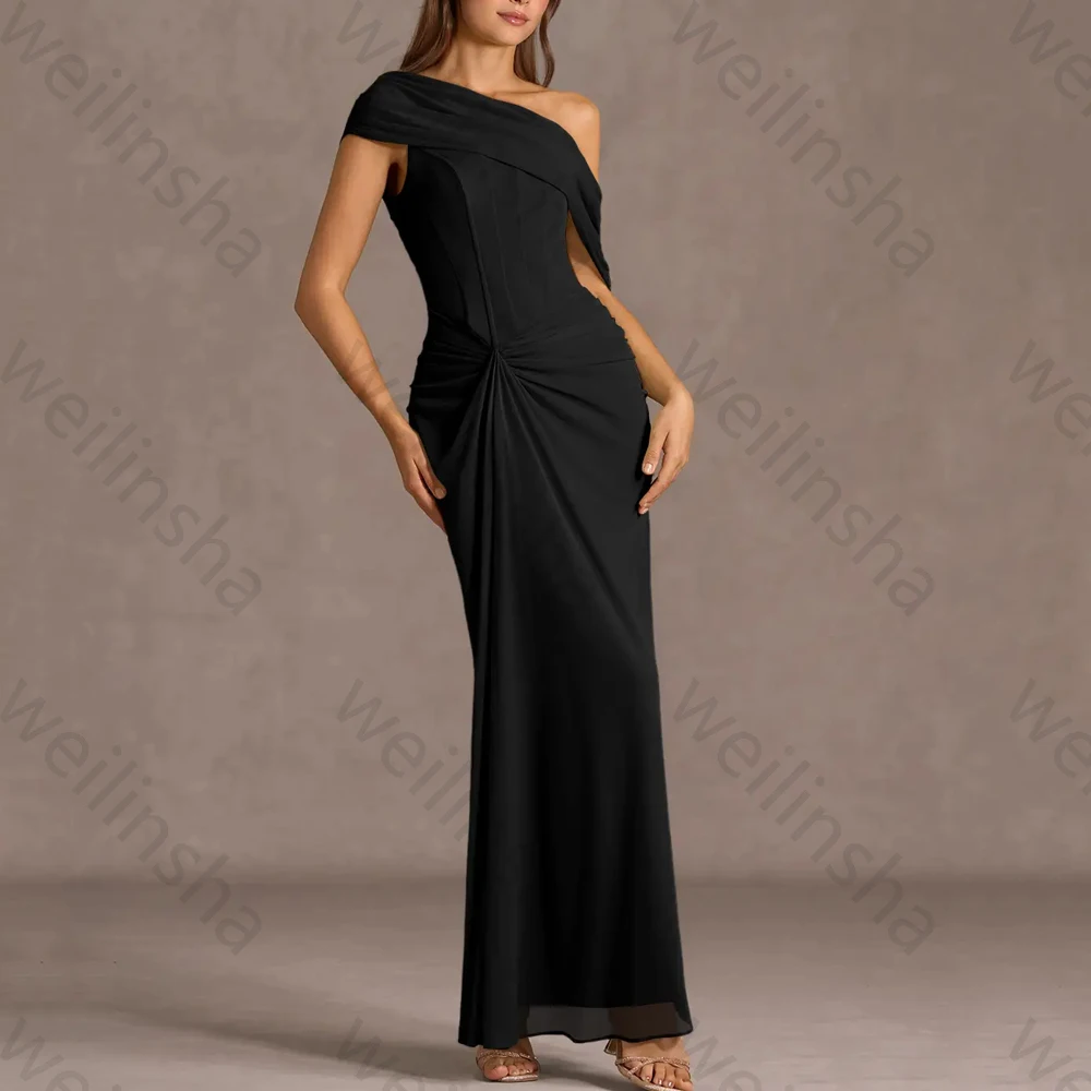 섹시한 원숄더 이브닝 드레스 우아한 플리츠 셀러브리티 롱 드레스 정교한 고품질 프로모션 파티 가운 여성 맞춤형