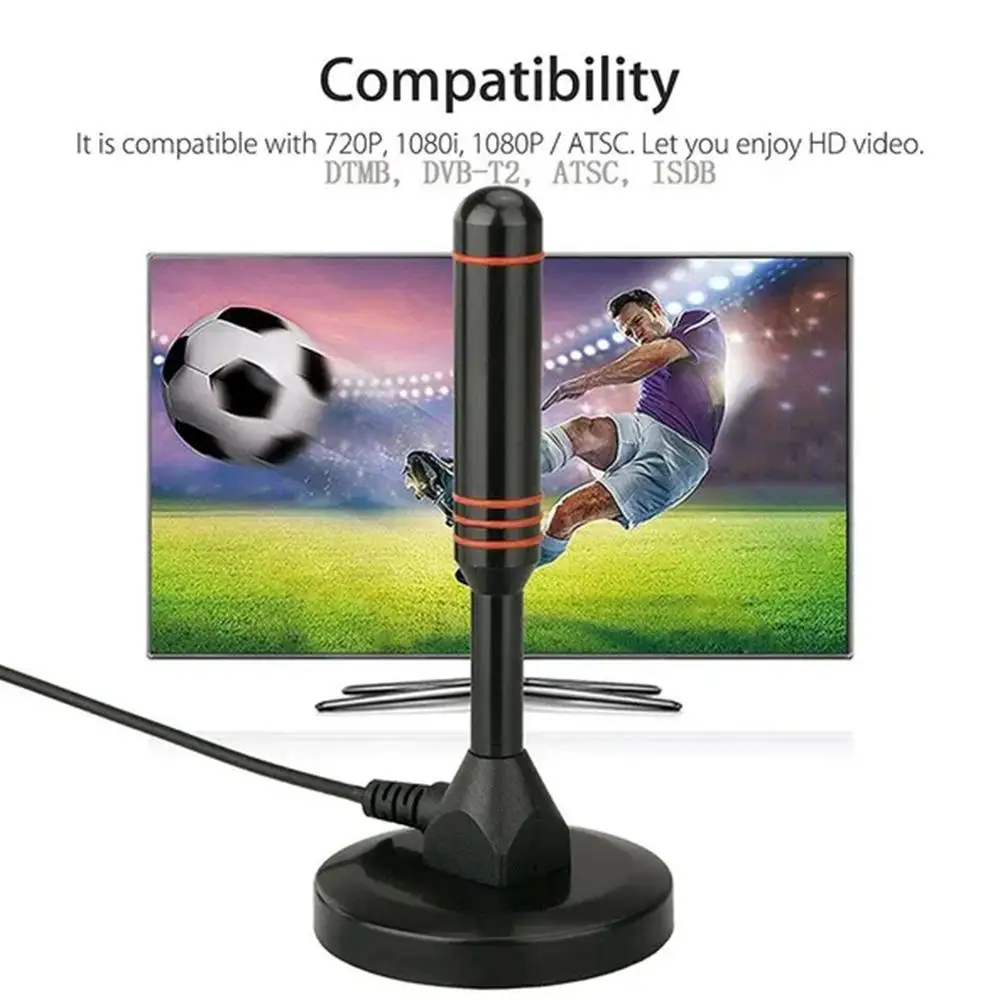 

Portable TV Antenna Quick Response Indoor Outdoor Digital TV Antenna 30DBI HD Aerial Amplifier DVB-T2 HD Digital With E9N0