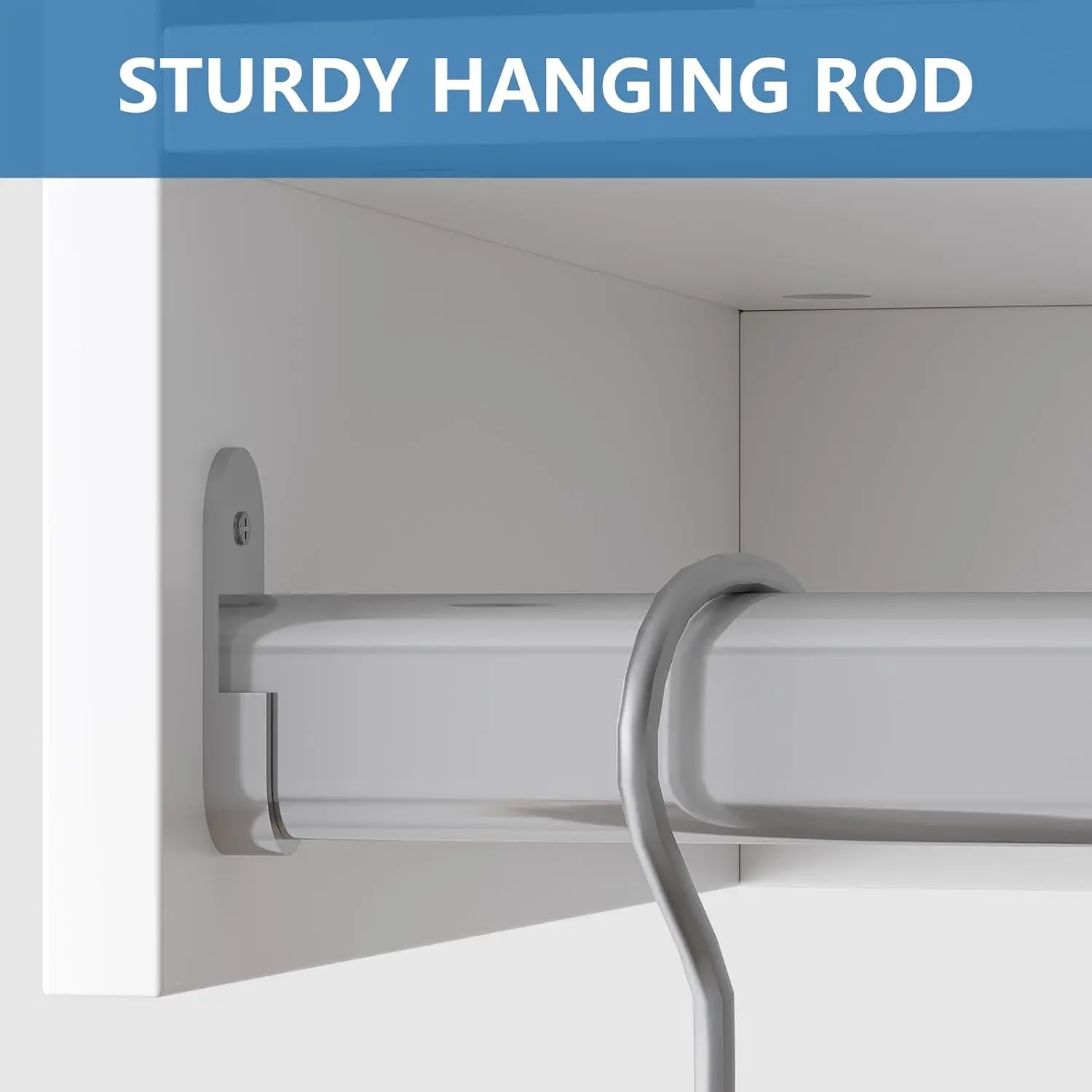 Wood Closet Organizer with Double Hanging Rods & Storage, Modular Wardrobe System for Bedroom Walk In Closet, 34.5