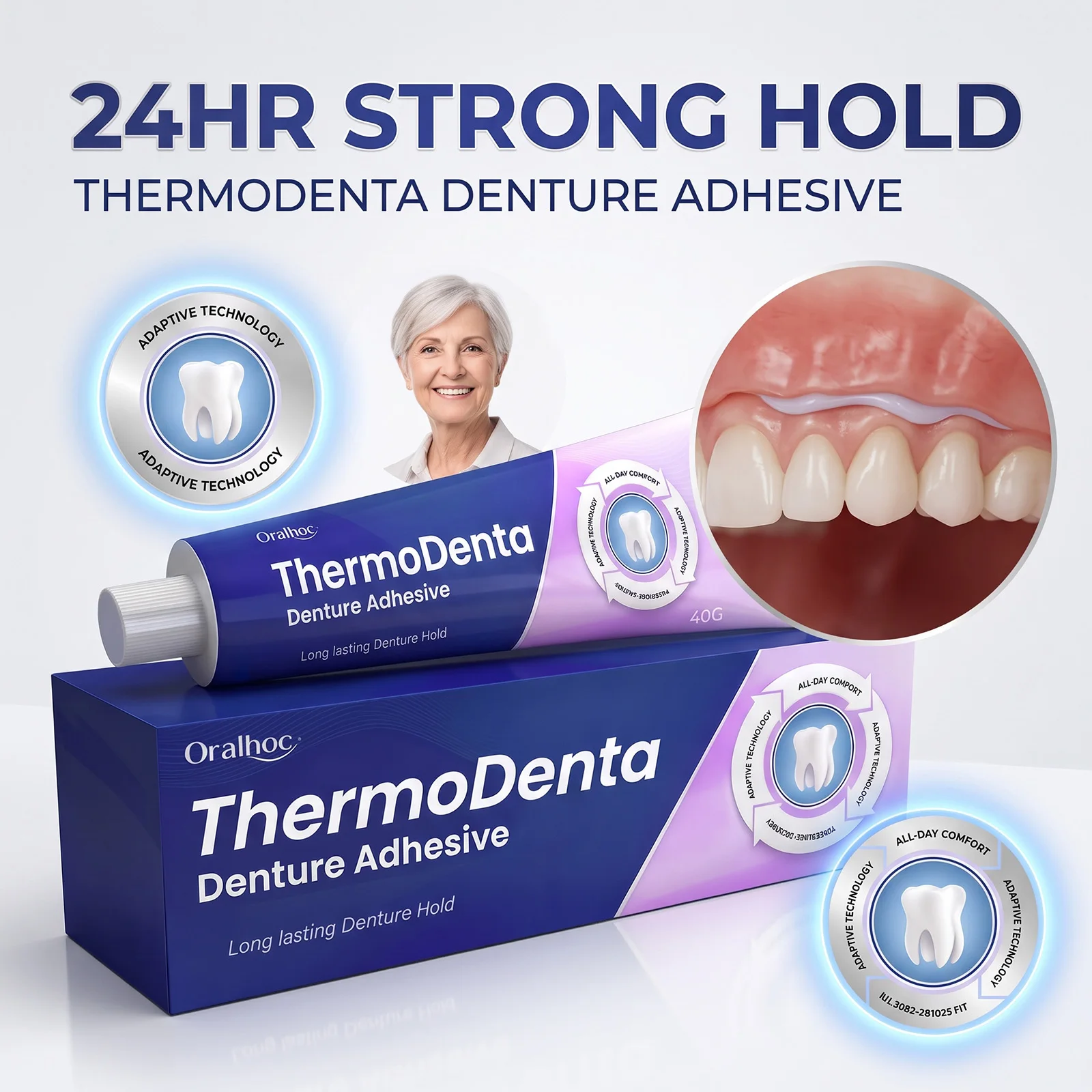 Denture Bonding Cream Adhesive Strong Hold Natural Fit Comfortable Secure False Teeth Fixation Gum Care Oral Hygiene