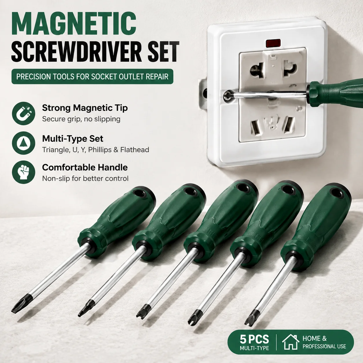 Magnetischer Schraubendrehersatz für die Reparatur von Steckdosen, Dreieck-, U- und Y-förmiger Schraubendreher, Phillips- und Flachkopf-Präzisionswerkzeuge