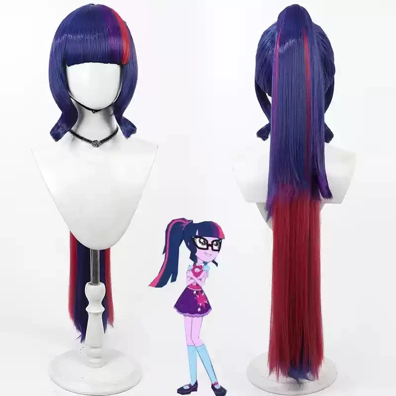 New Twilight Sparkle Cosplay Wig Women Long Heat Resistant Synthetic Hair Halloween Carnival Party Role Play