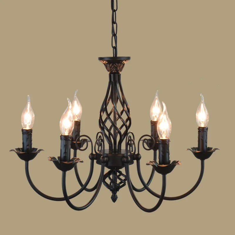 Retro Industrial Chandelier Light 3/4/5/6 Heads European Wrought Iron Lamps for Living Room Bar Restaurant E14