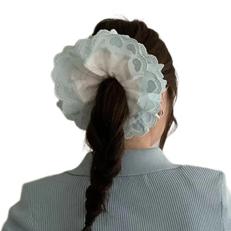 50JB Elastic Hair Rope Lace Trim Hair Scrunchy Ponytail Hair Scrunchies Do Not Hurt Hair for Girls  Ponytail Styling Tool