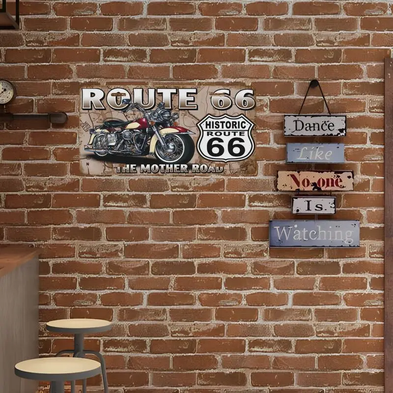 عتيق مطبوع عليه عناصر مرتبطة "ROUTE 66" لتزيين لوحات الترخيص، وألواح ترخيص السيارة، والمنزل، والحانات، والمقاهي، وديكورات المرآب