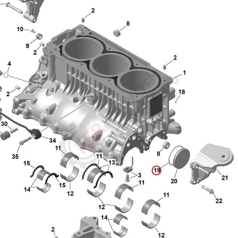 5PCS Cylinder Block With Sleeves Plug Cover O-Ring,Fits SEADOO GTI GTS GTX RXP Wake BASE CRUISE FISH EXPLORER 130-325,420430411