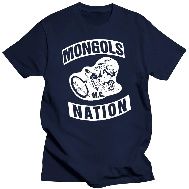 Casual T Shirts Mongols Mc Patches Printed Graphic Men Round Neck Cotton Tops Black Size S-4XL