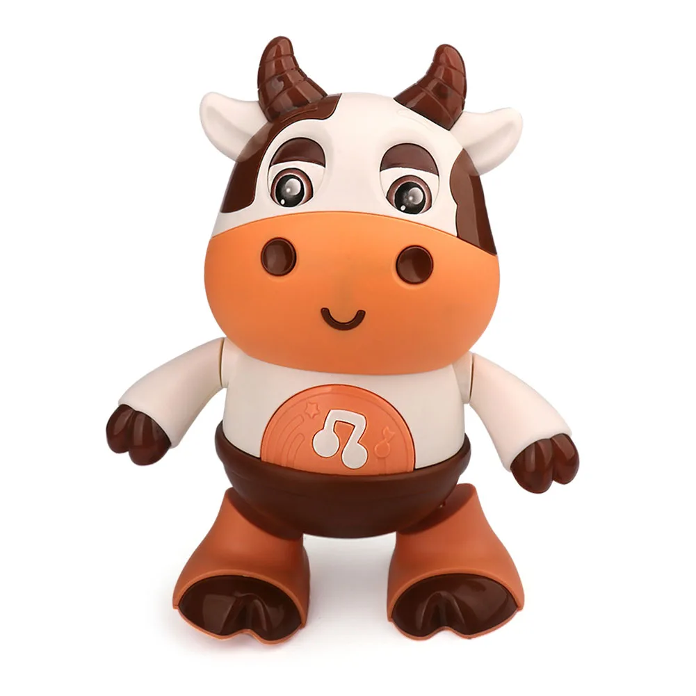 Electric Dancing Cattle Toy Movable with Music Light Noisy Cattle Toys Plastic Glowing Cattle Doll Smooth for Kids Holiday Gifts