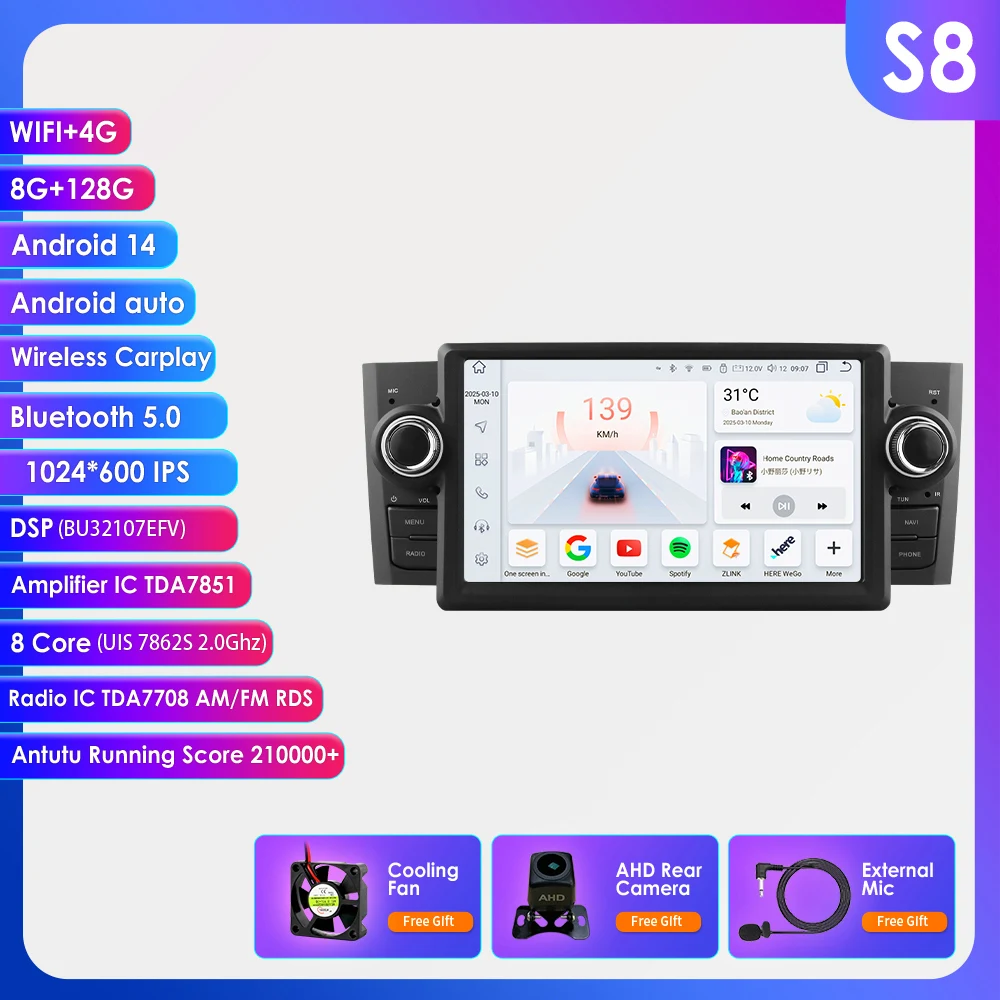 Hizpo CarPlay Monitor Radio voor FIAT Grande Punto Linea 2007 - 2012 Auto Intelligent Systeem 2DIN GPS Navigatie Stereo Head Unit