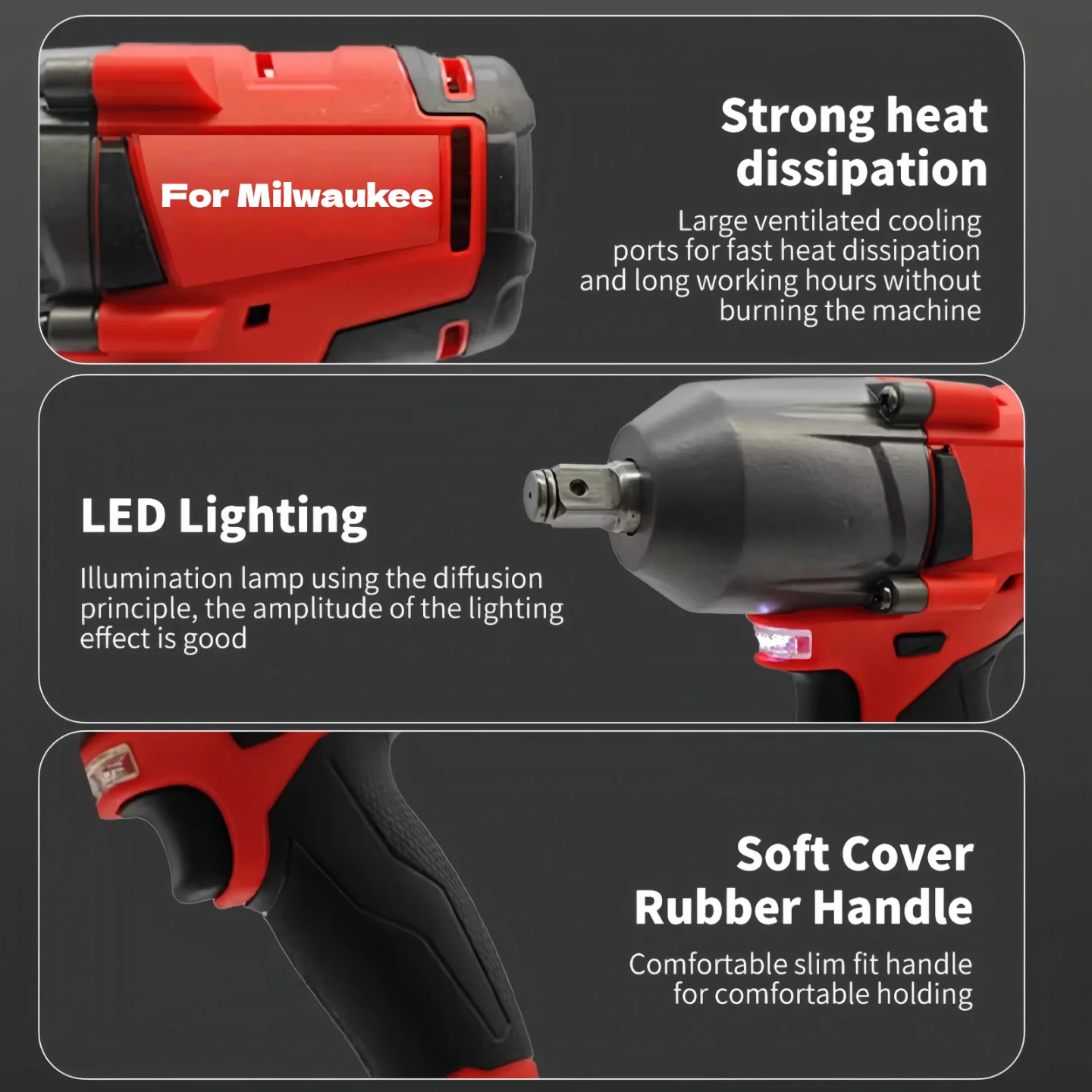 Obeng Elektrik Tanpa Kabel Milwaukee Torsi Besar 1300NM Obeng Impak Tanpa Sikat Perbaikan Mobil Truk Peralatan Tenaga Untuk Baterai Milwaukee
