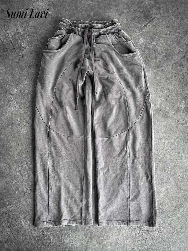 

Outdoor Sports Mens Sweatpants Autumn Fashionable Double Waisted Loose Straight Pants Men Streetwear Vintage Pants
