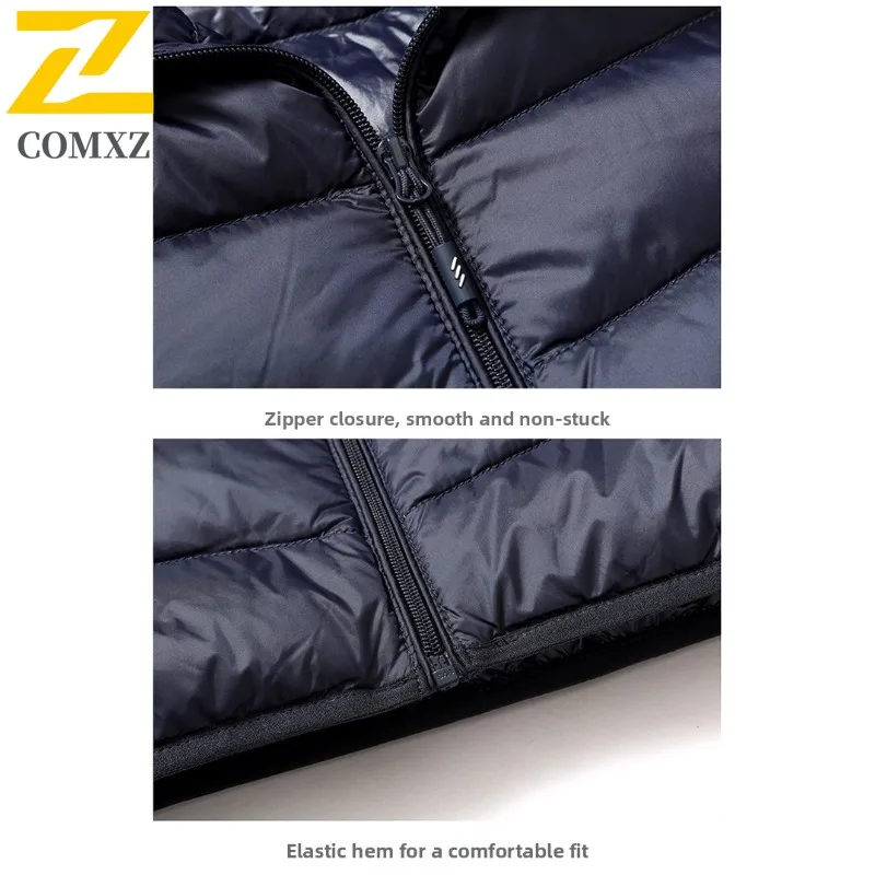 COMXZ Chaqueta corta de plumón informal con cuello levantado para exteriores, Parka de protección contra el frío y la nieve, ropa de invierno a prueba de viento con plumón de pato blanco a la moda