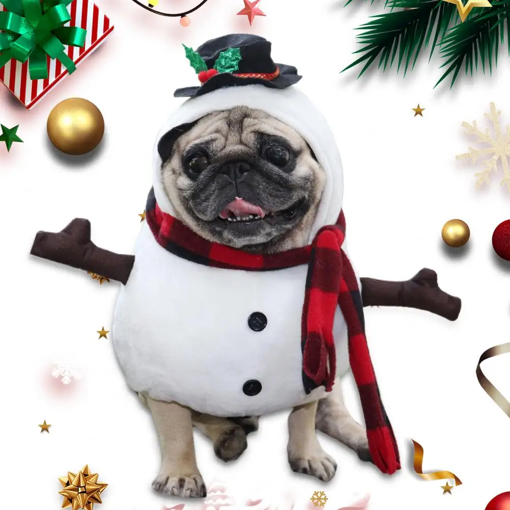 Cosplay Snowman Dog Costume Functional Fleece Kitten Dogs Clothes Lovely Dress Up Upright Puppy Clothes Pet Clothing For Winter