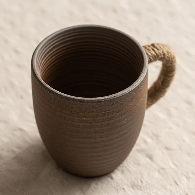 Creative retro handle mug minority ceramic tea cup handmade rough pottery office coffee cup Japanese style