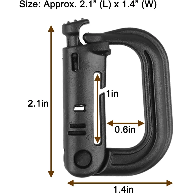 5Pcs Plastic D-Ring Tactical Carabiner Grimlock Lock Hard Hook Buckle Clip For Molle Webbing Accessories Backpack/Pouch/Bag/Belt view 2