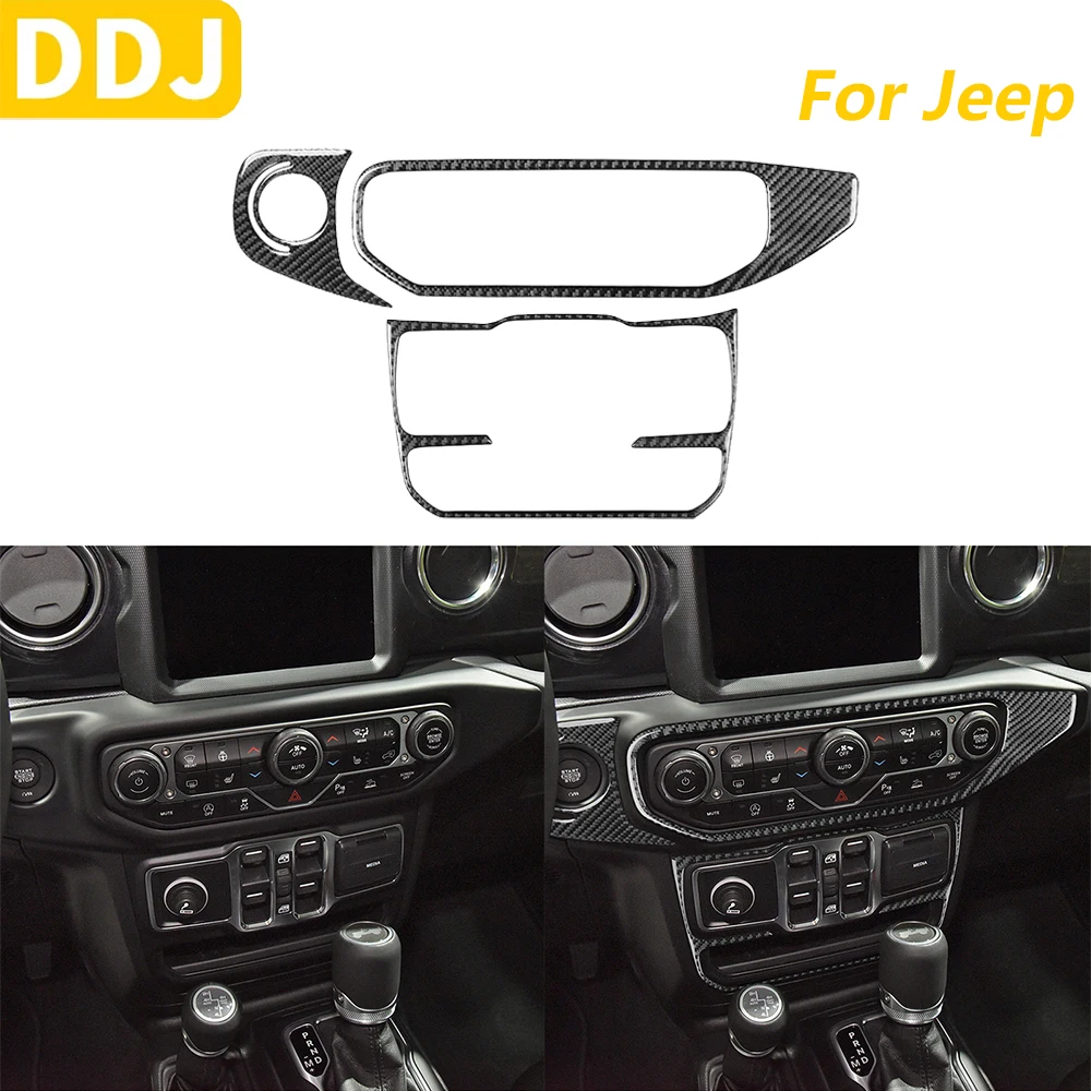

For Jeep Wrangler JL 2018-2023 Gladiator 2020-2023 Carbon Fiber Center Climate AC Window Lift Trim Set Car Accessories Sticke