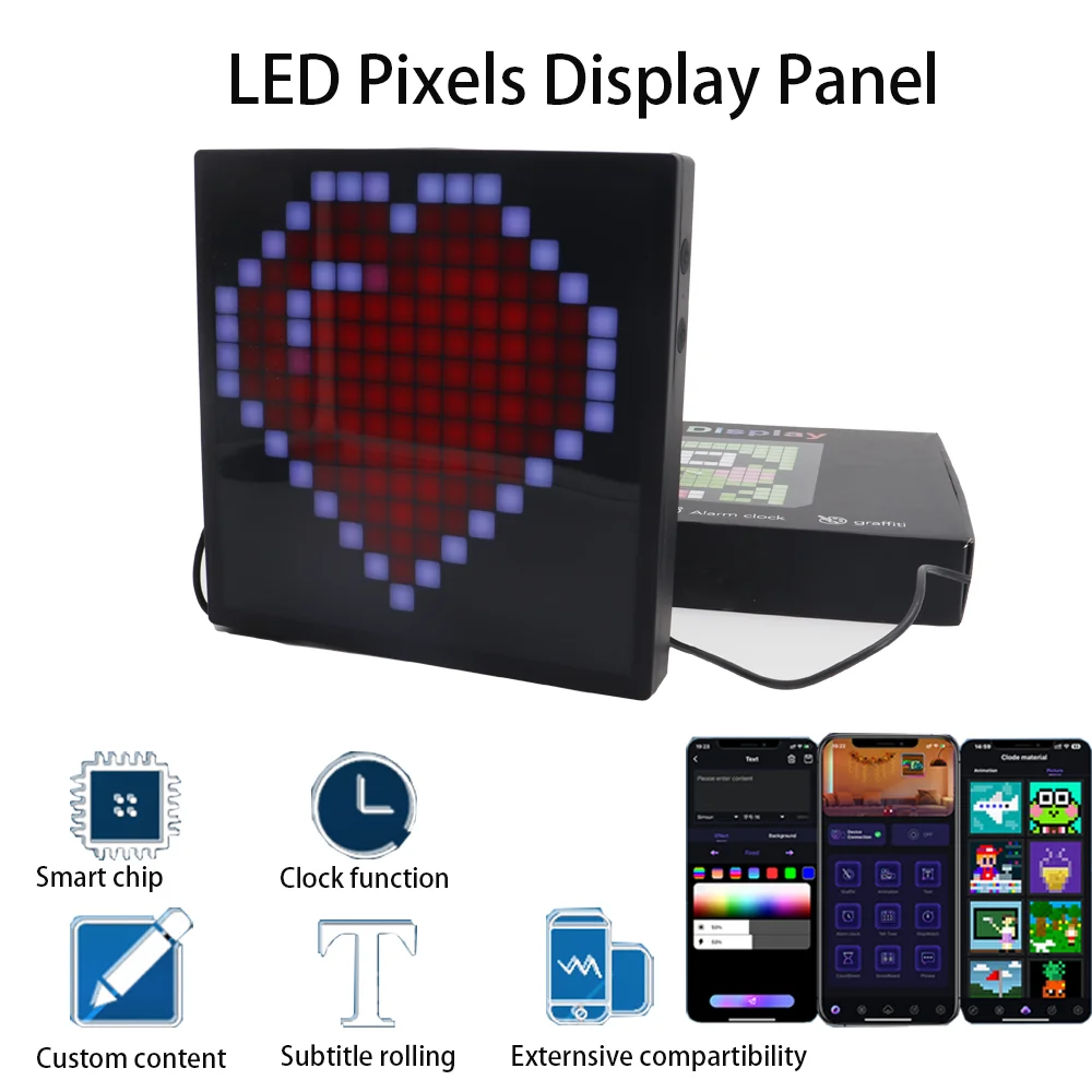 programavel inteligente led strip light pixel display panel modulo digital matrix screen dc5v ws2812b ws2812 rgb art 16x16 32x32 01