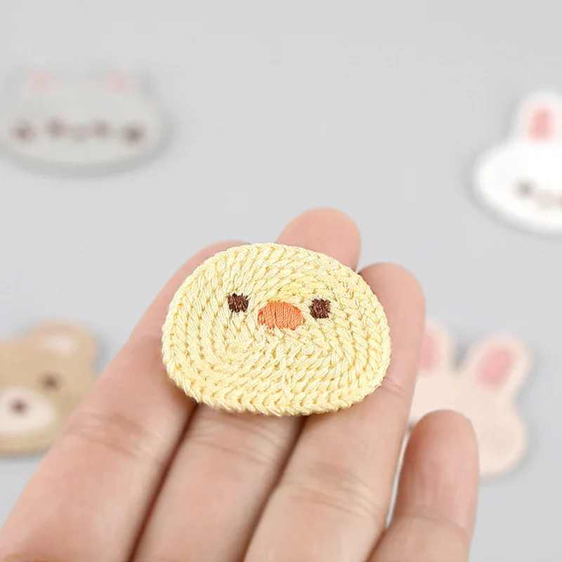 10PCS Little Bear Rabbit Cute Chicken Cat Cartoon Embroidered Cloth Sticker Bag Hair Woolen Sweater Shoes and Socks Accessories
