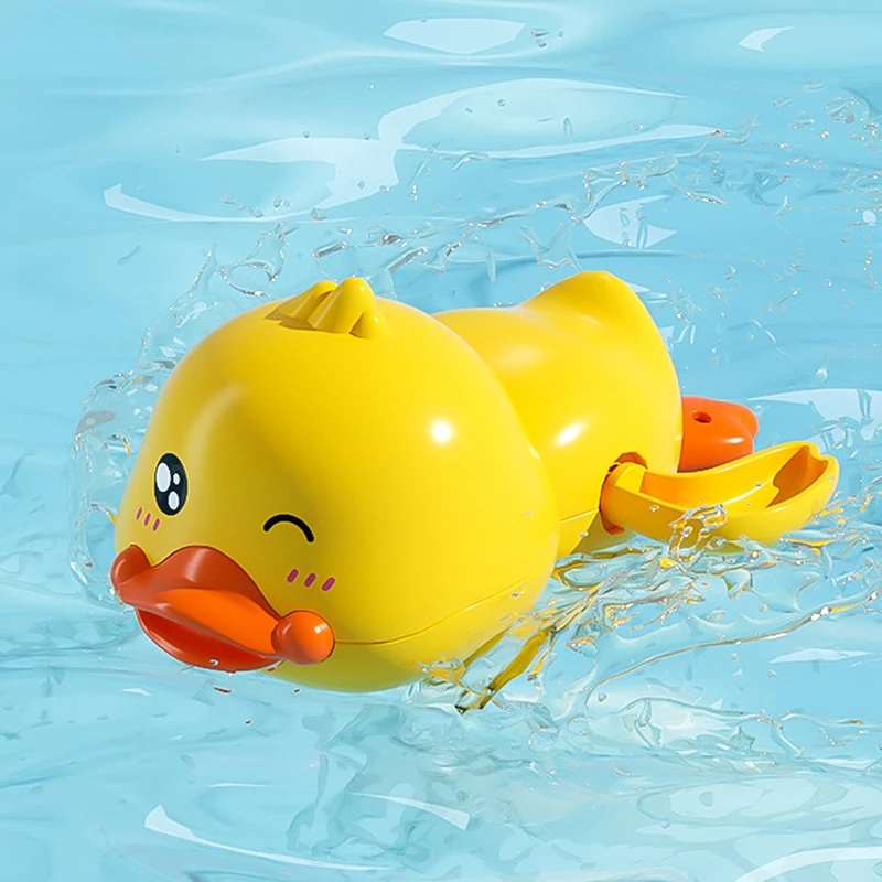 

Baby Bath Toys Water Chain Clockwork Bathing Cute Swimming Yellow Duck Toy Toddler Pool Beach Classic Toy For Kids Water Playing