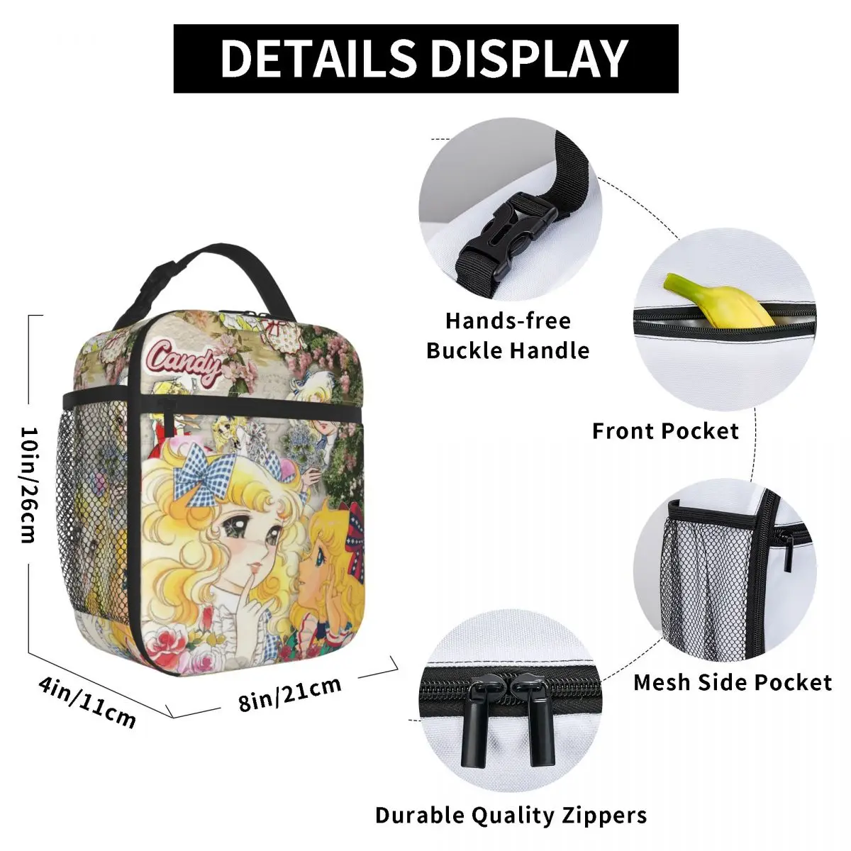 New Candy Candy Cartoon Insulated Lunch Bag for Kids School Cooler Thermal Food Box Tote Leakproof Lunch Boxes Container