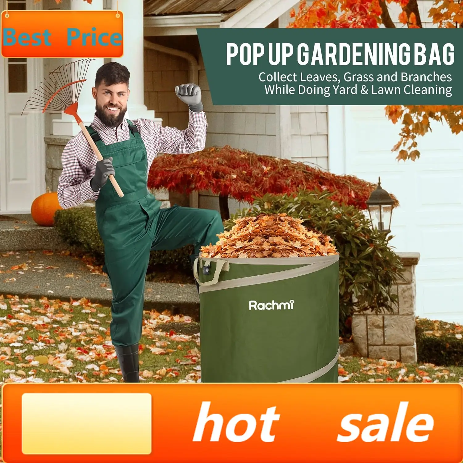 

Хит продаж: Складной мусорный бак на 47 галлонов (2 шт.) с жестким дном | Сверхбольшой многоразовый мешок для садовых отходов, уличный, раскладной, для сбора мусора