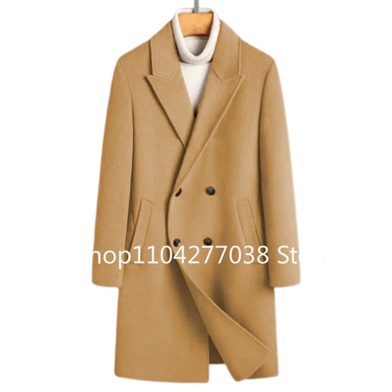 Classic Man Trench Coat Elegant Peak Lapel Long Coat Men Comfy Blazer for Business Evening Party Banquet Men's Winter Jacket