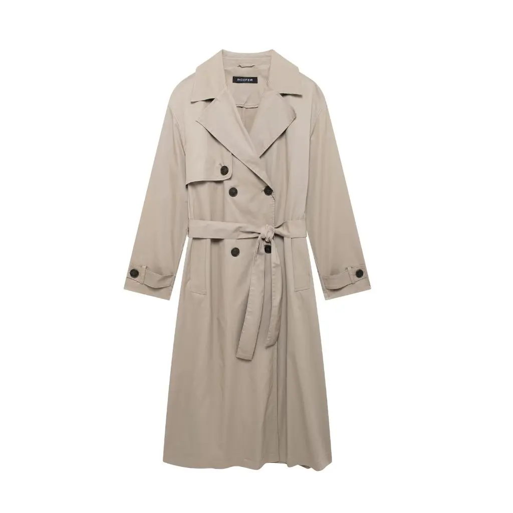 

Women's Long Windbreaker Coat Double-Breasted Lapel Double-Breasted European American Temperament Hot Girl Autumn New Belt