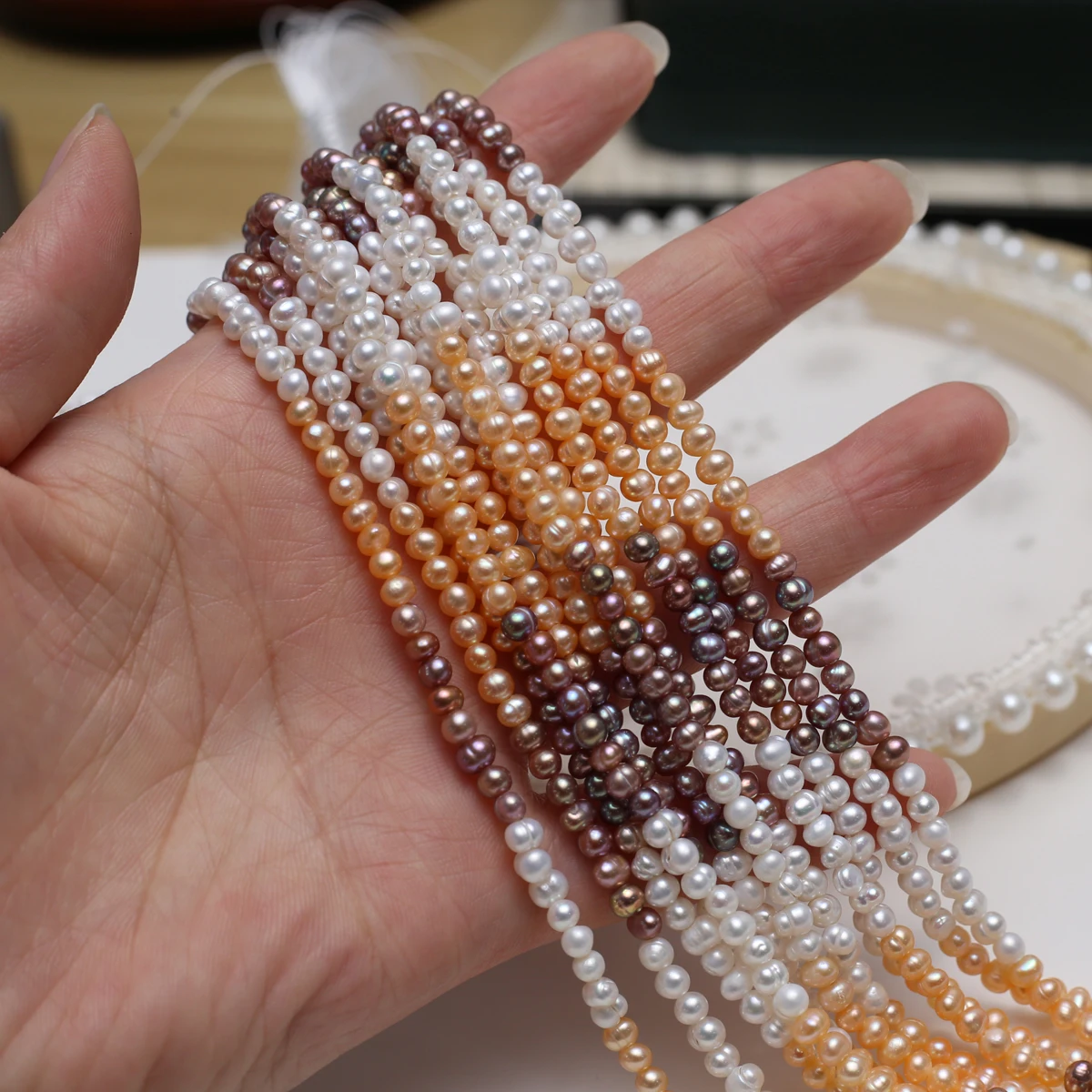 

AA 3-4mm Potato-Shaped Colored Natural Pearl Semi-Finished Beads for Jewelry Making Supplies DIY Necklace Bracelet Accessories
