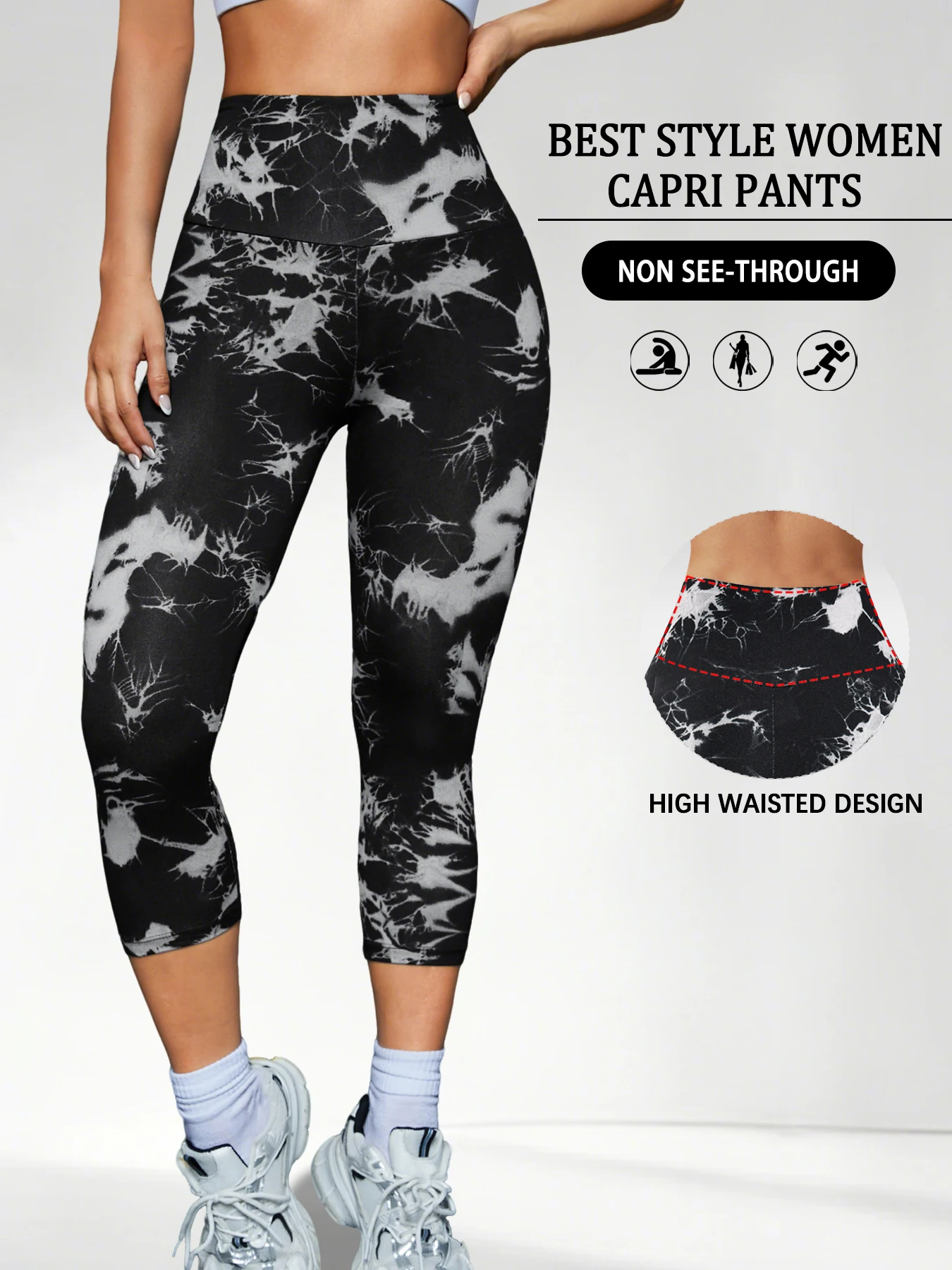 

Women's High Waisted Capri Pants Super Soft Tummy Control No See Through Workout Yoga Running Athletic Push Up Gym Leggings