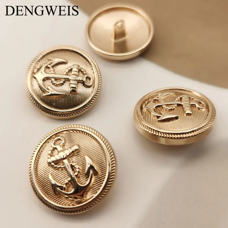 Round Gold Metal Buttons Designer style Alloy Women\'s Windbreaker Coats Decorative Designers DIY Sewing Buttons Wholesale 10pcs