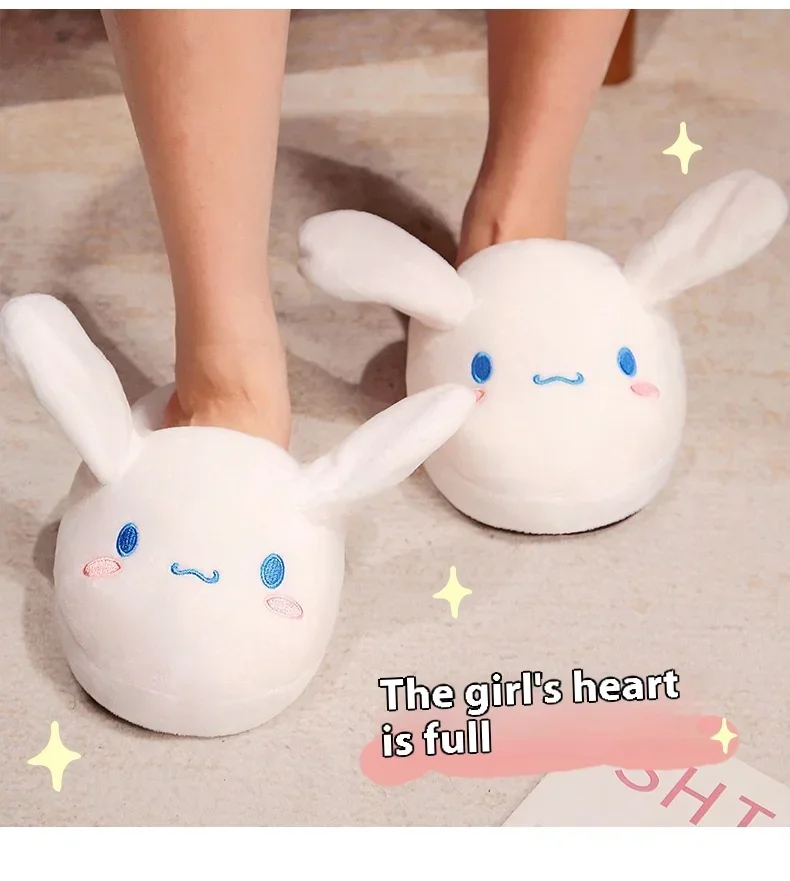 Cinnamoroll Cotton Slippers Ears Will Move Sanrio Fall and Winter Home Cute Couple Plush Thicken Keep Warm The Cotton Slippers