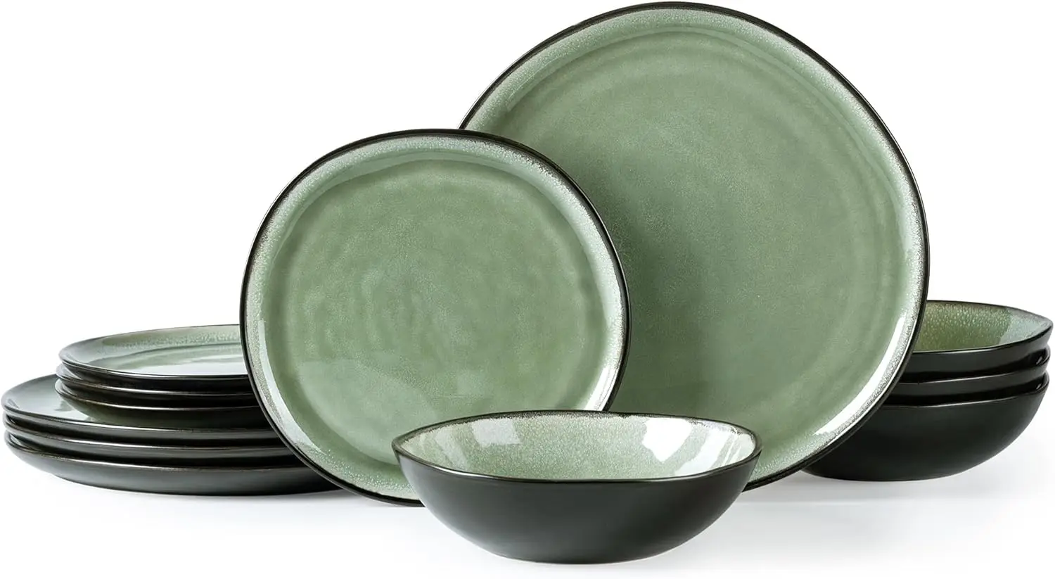 

Ceramic Dinnerware Sets,Handmade Reactive Glaze Stoneware Plates and Bowls Set,Highly Chip and Crack Resistant | Dishwasher & Mi