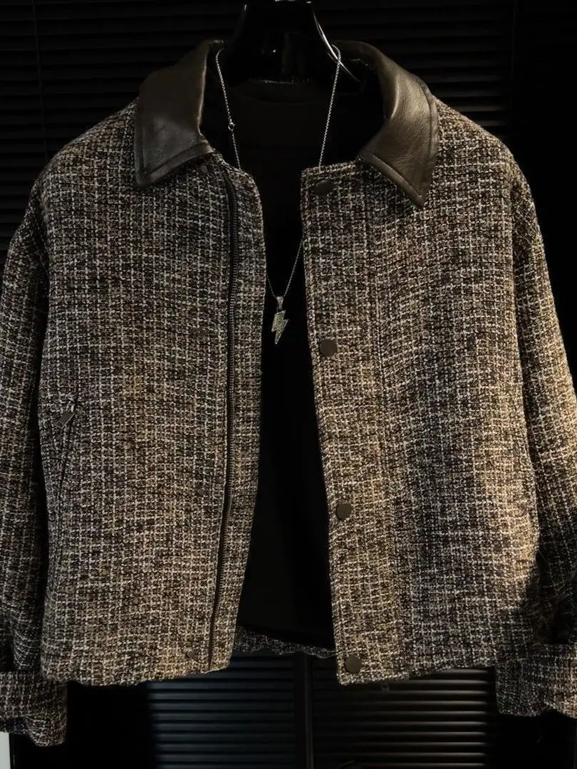 

Casual Trendy Men's Jaet Vintage Stand Collar Coat Polyester Fiber Long Sve Stand Fit No Brand Youth Winter Outerwear