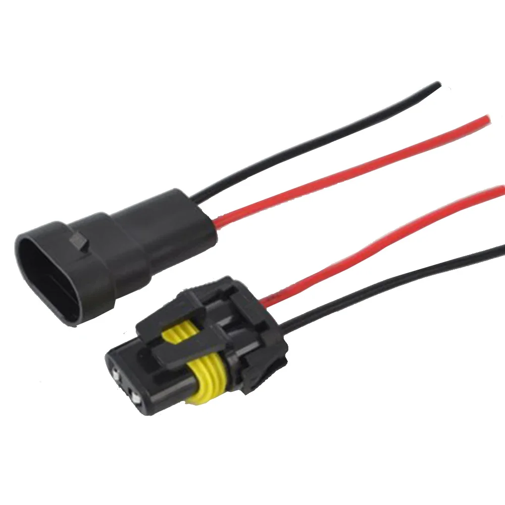 1Set 9005 9006 Female Male Connector with Wire Connectors For HID Plug Socket Adaptor Joint Head HB4 HB3 Harness