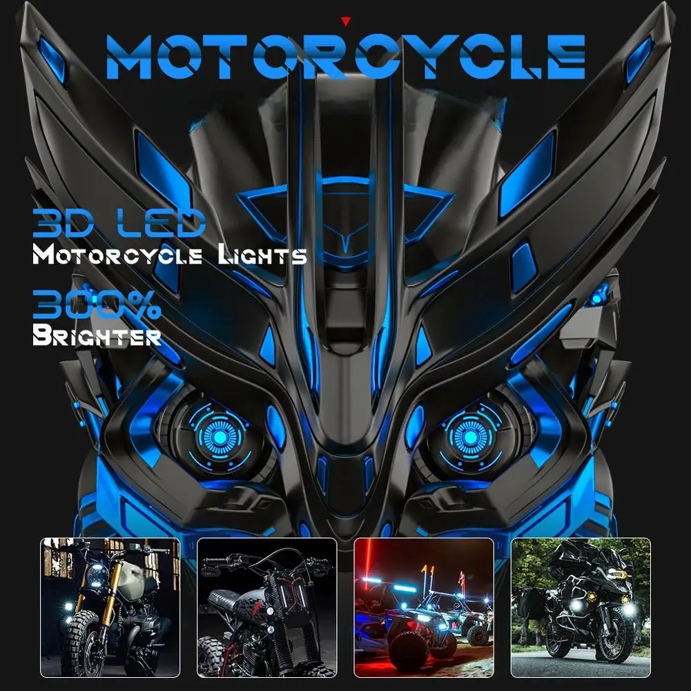 

High Brightness Round LED Motorcycle Ring Light Dual White Yellow RGB Ambient Lighting IP65 Waterproof for Various Vehicles