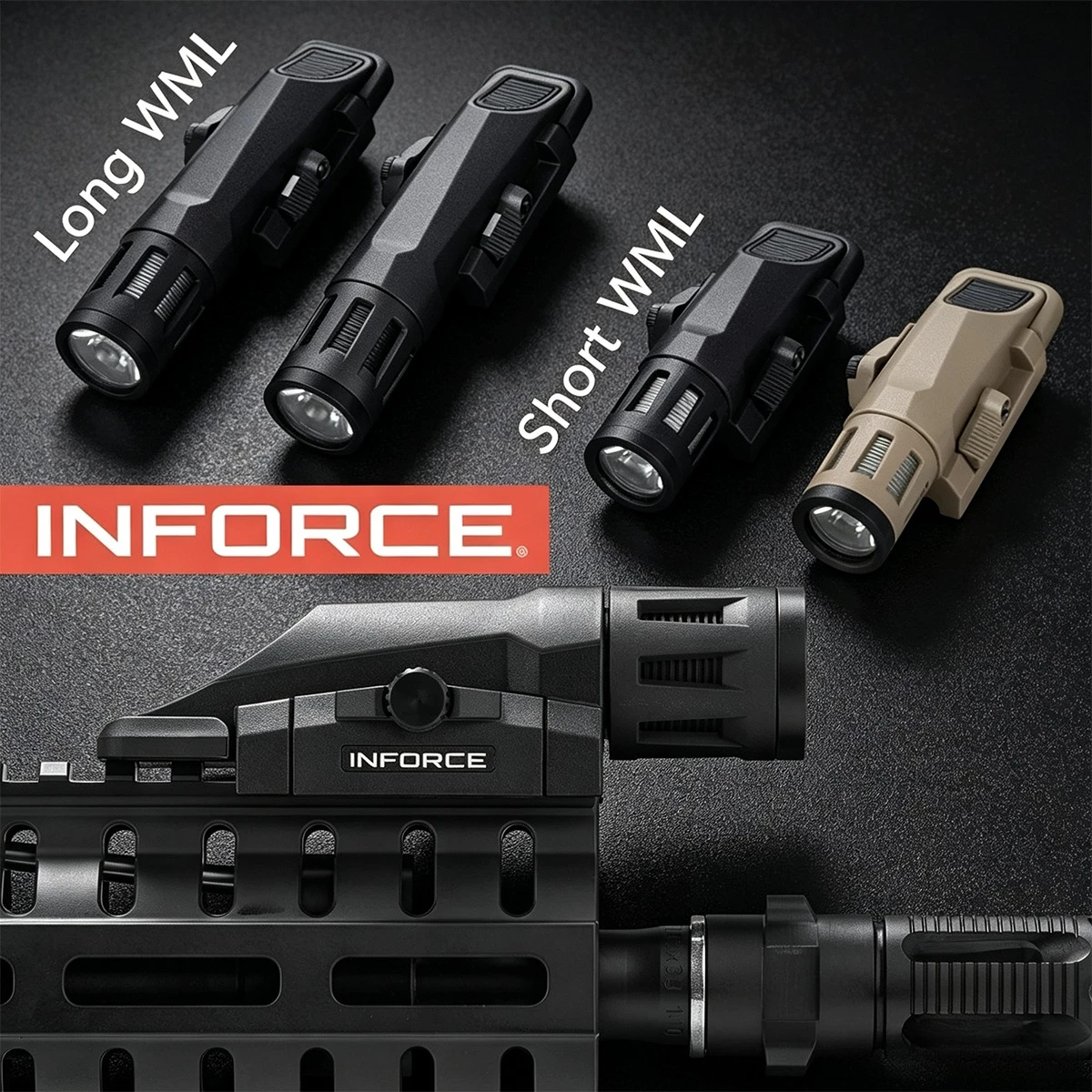 INFORCE WML Rifle Flashlight Momentary Constant Strobe LED Scout Light Fit 20mm Rail Airsoft Hunting G17 G19  AK AR15 HK416